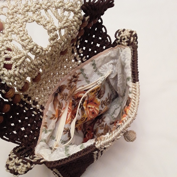 Vintage Brown Khaki Rope Purse Bag - Picture 3 of 5